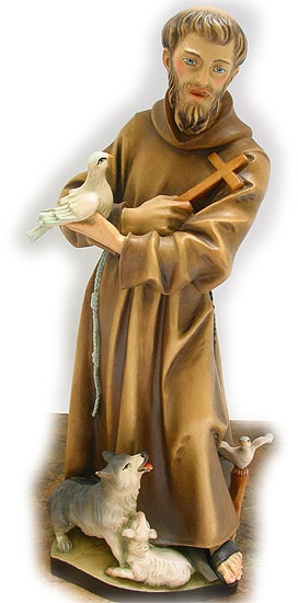 PHU26530 St Francis Hand Carved Italian Wood Statue