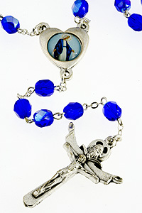 RSS45B Blue Glass Bead Miraculous Medal Rosary