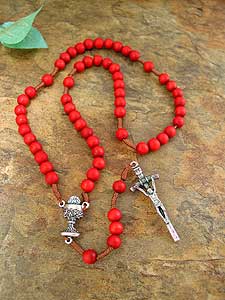 333-6 Rose Scented Wood Rosary on Rope