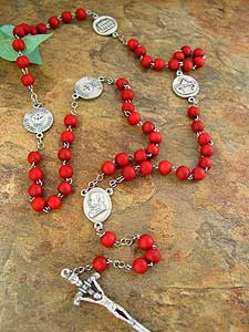 368-9 Rose Scented Wood Bead John Paul II Rosary