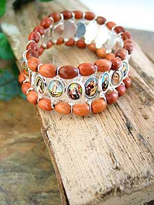 4020-7 Wooden Bracelet with Holy Medals
