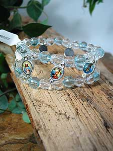 BRA07 White and Blue Religious Bracelet