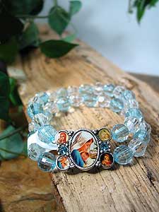 BRA10 White and Blue  Religious Bracelet