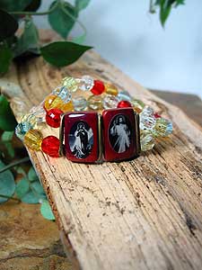 BRA08 Multi Color Bead Religious Bracelet