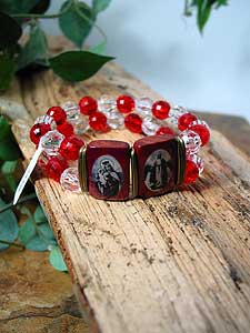 BRA09 White and Red Religious Bracelet
