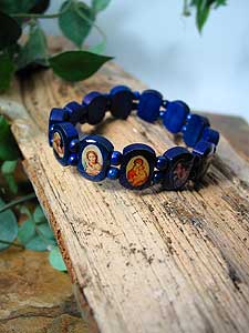 BRA11 Blue Wood Religious Bracelet