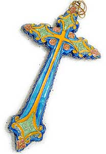 4638 Large Blue Enamel Cross