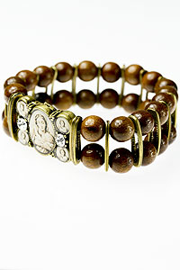 BRA017 Wooden Bracelet with Antique Golden Patina
