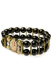 BRA017-02 Black Bead Religious Bracelet