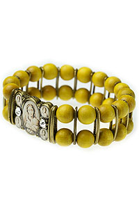 BRA017-04 Yellow Bead Religious Bracelet