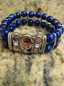 BRA017-05 Blue Bead Religious Bracelet