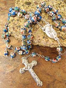 ROSCL00030 Blue Cloisonne Rosary