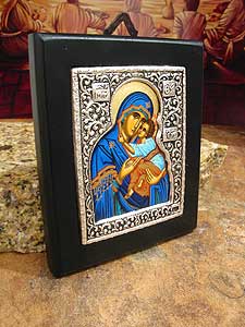 Sterling Silver Icon of Mary with Child