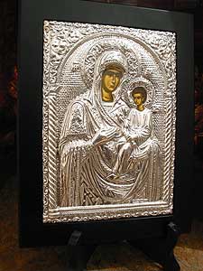 Mary with Child Icon in Sterling Silver
