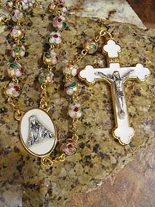 White Enamel Cloisonne Rosary