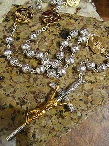 Rosebud Metal Bead Rosary