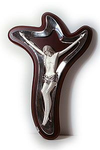 Large Wood Crucifix with Silver Corpus