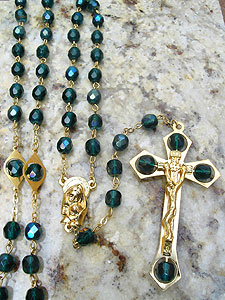 Green Irredescent Glass Bead Rosary
