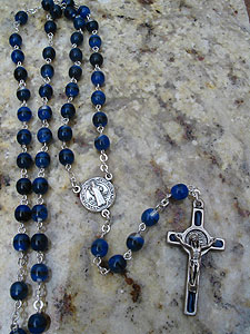 Blue Glass St.Benedict Rosary