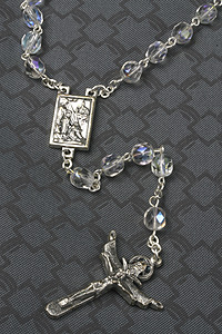 5mm Clear Aurora Borealis Glass Bead Rosary