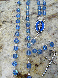 5mm Light Blue Glass Bead Rosary