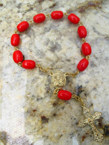Red Glass Bead Rosary