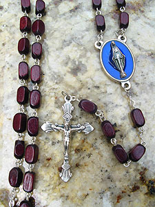 Dark Wood Rectangular Bead Rosary