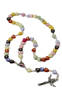 Multi Color Heart Bead Rosary