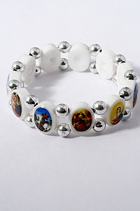 White Acrylic Saints Bracelet