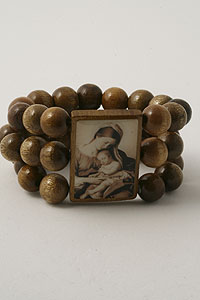 2734-0 Large Bead Wooden Religious Bracelet