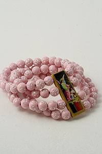 Pink Acrylic Bead Religious Bracelet