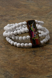 White Acrylic Bead Saints Bracelet