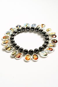 4026-6 Single Row Hematite Religious Bracelets