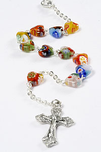 RSSBM35 Multicolor Heart Shaped Bead Religious Bracelet