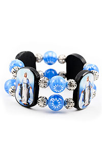 BRA010100 Blue Tone O.L. Miraculous Medal Religious Bracelet