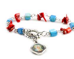 WBL-1051-09  Religious Bracelet with Glass/Stone Beads