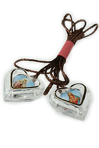 1235-1 Acrylic Heart Scapular on Brown String