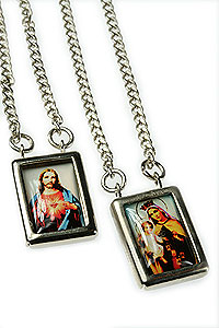 3856-3 Silver Tone Scapular On Chain