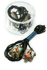 6442-4 Metal Scapular On Black Rope
