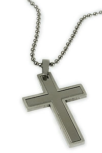 NL-2176 Silver Tone Cross On Chain