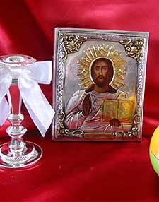 Christ Pantocrator Small Silver Icon