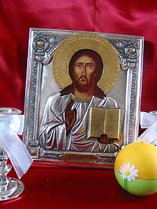 Christ Pantocrator Large Silver Icon