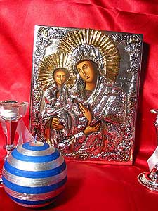 Three-handed Virgin Silver Icon