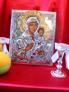 Our Lady with the Child Silver Icon