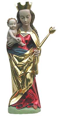 Gothic Madonna Statue Painted and Gilded
