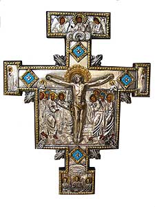 Large San Damiano Cross with Turqouise Stones