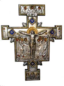 Large San Damiano Cross with Violet Polished Quartz