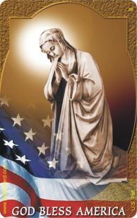Madonna over US Flag - Rosary Card