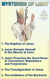 John Paul II Myseries of Light Rosary Card